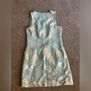 Lilly Pulitzer Mila metallic sea salt jacquard dress shift 10